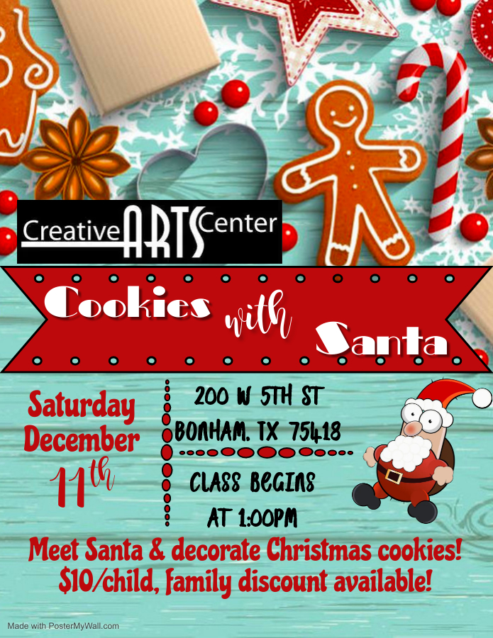 Cookies with Santa takes place on Dec 11, 2021, beginning at 1pm. place on 