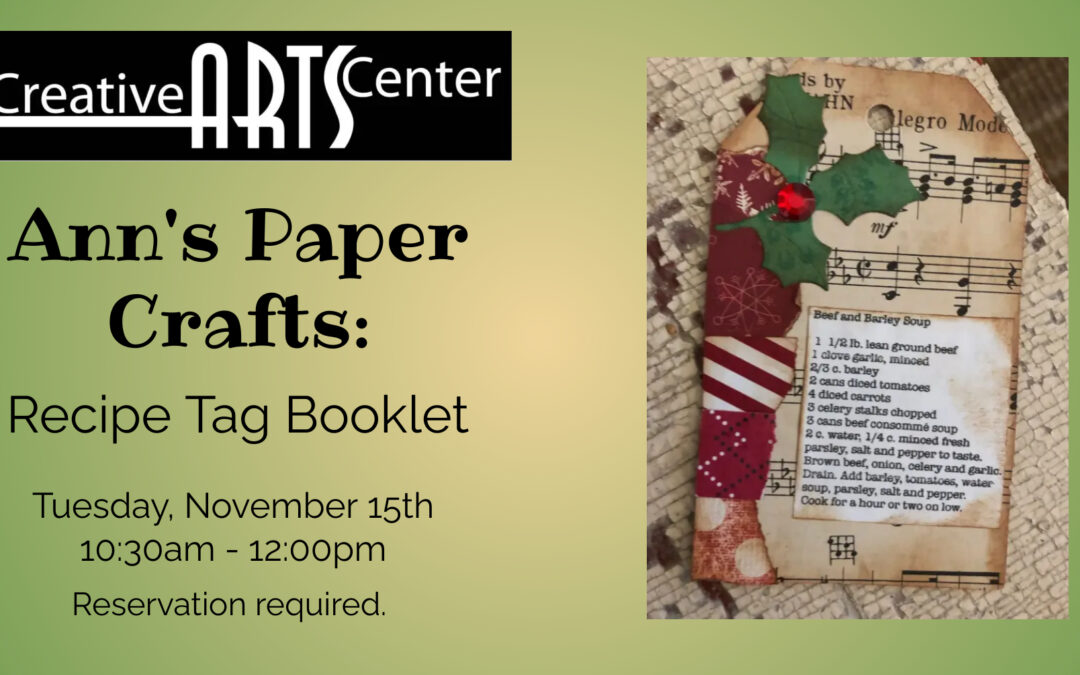 Ann’s Paper Crafts: Recipe Tag Booklet 11/15/22